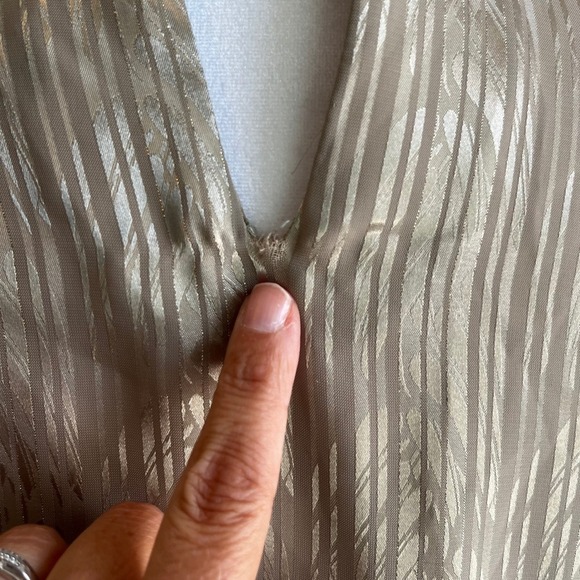 Vintage Gold Metallic Blouse Long Sleeve Cowl Neck Top Party Sparkly - Picture 7 of 14